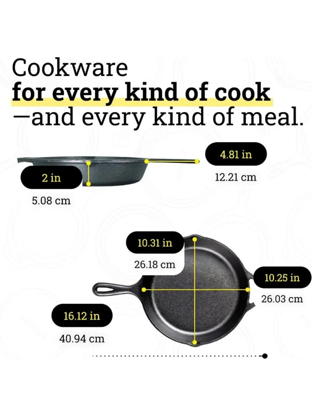 10.25” Seasoned Cast Iron Skillet - Non-Toxic, PFAS-Free, Naturally Non-Stick